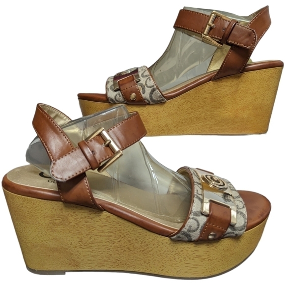 GBG Guess Dana Platform Wedge Sandals Size 6‎ 1/2M - Picture 4 of 11